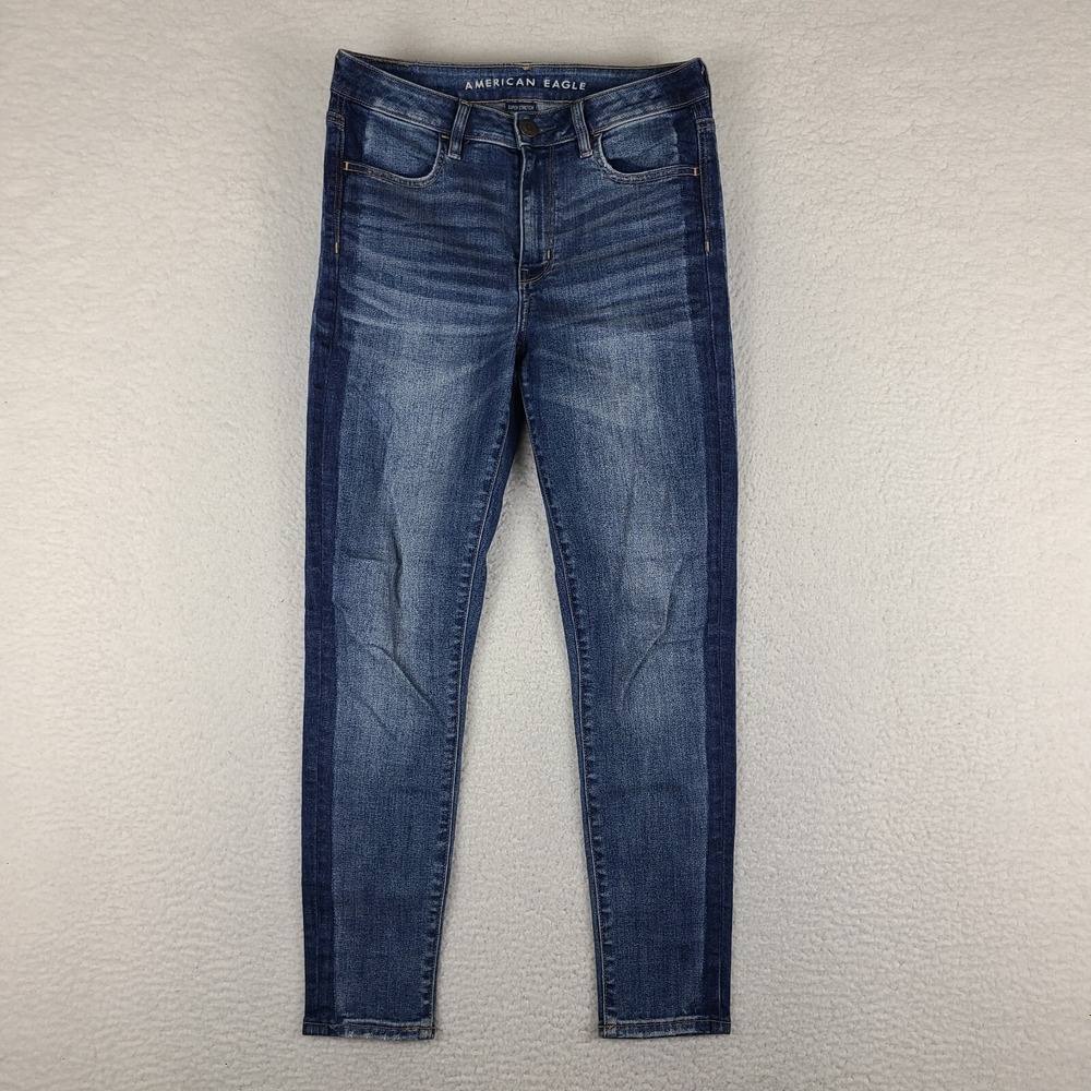 American‎ Eagle Jeans Womens 6S 6 Short Blue Super Stretch Super Hi Rise Jegging